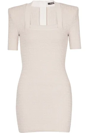 Balmain Vestido corto tejido estilo laberinto