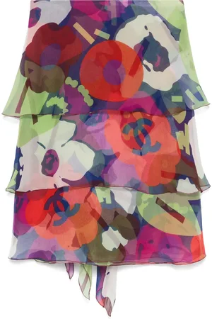CHANEL Falda corta con estampado floral 2000