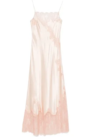CARINE GILSON Vestido de noche de seda con encaje Calais Caudry