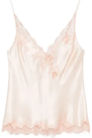 CARINE GILSON Camisón de seda con encaje Caudry