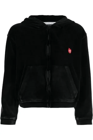 Alexander Wang Hoodie de velour con cierre y aplique del logo