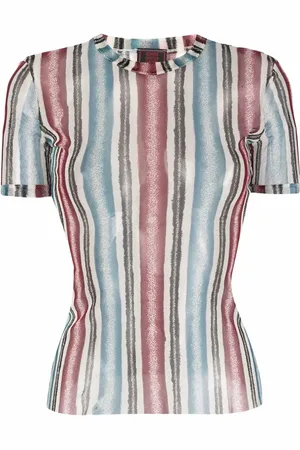Jean Paul Gaultier Top con estampado de rayas traslúcidas 1990