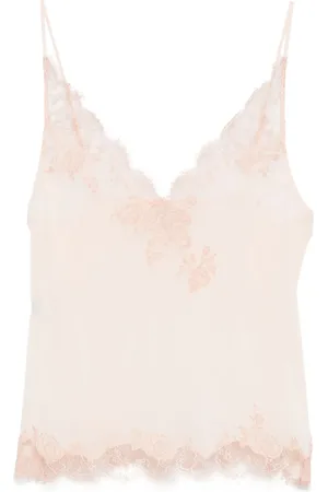 CARINE GILSON Camisón de seda con encaje Caudry