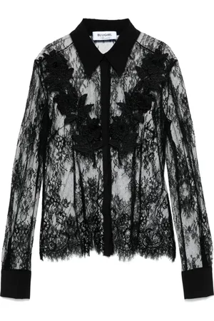 Blugirl Camisa de encaje con rosas bordadas