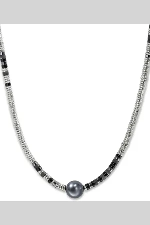 John Hardy Collar Heishi en plata de ley con ónix y perla
