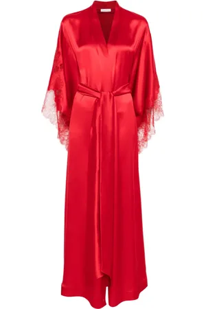 CARINE GILSON Vestido de fiesta de seda con encaje Calais Caudry