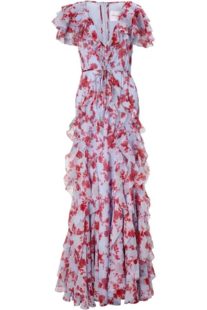 Carolina Herrera Vestido de fiesta drapeado con estampado floral