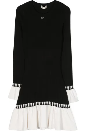 Twin-Set Vestido tejido de canalé acampanado