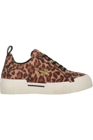 Moschino Tenis con agujetas y estampado de leopardo