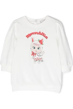 MONNALISA Vestido manga larga con logo estampado