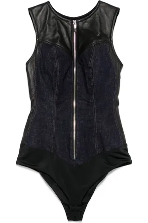 MITILIANE COUTURE Body de mezclilla con detalles de piel