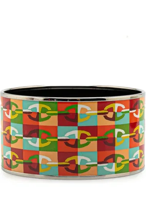 Hermès Pulsera 20th Century Extra Wide Chain D Ancre Enamel Bangle 65