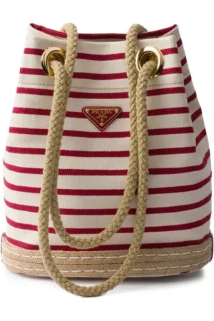 Prada Bolsa bucket pequeña con motivo de rayas