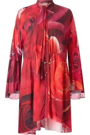 Roberto Cavalli Vestido corto con rosas estampadas