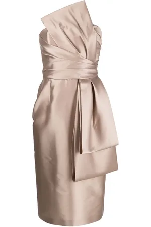 Alberta Ferretti Vestido midi estilo strapless con diseño drapeado