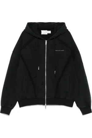 Feng Chen Wang Hoodie con efecto envejecido y cierre