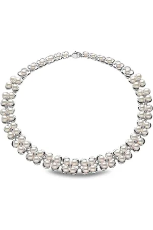 Yoko London Collar Raindrop en oro blanco de 18kt con diamante y perlas de Akoya