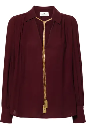 Elisabetta Franchi Blusa de georgette con dije del logo