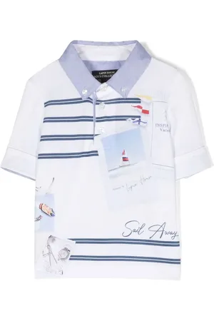 Lapin House Playera tipo polo con motivo de rayas