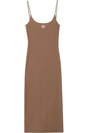 Miu Miu Vestido midi con logo estampado