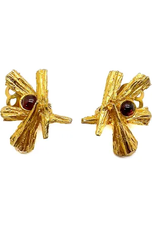 JENNIFER GIBSON JEWELLERY 1960s Bark Cabochon clip-on earrings