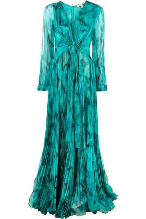 Roberto Cavalli Vestido largo de seda con cuello en V
