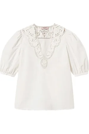Twin-Set Blusa con bordado inglés