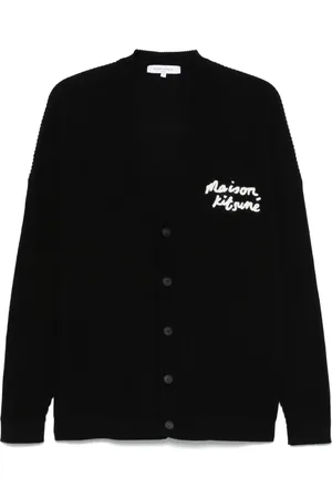 Maison Kitsuné Cárdigan tejido de canalé con bordado de escritura