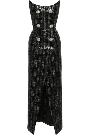 Balmain Vestido largo bordado con lentejuelas