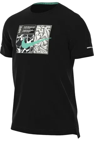 Nike Playera Dri-FIT Miler D.Y.E. Black/Light Menta