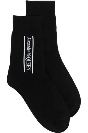 Alexander McQueen Calcetines de canalé con logo en intarsia