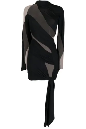 MUGLER Vestido corto con panel transparente