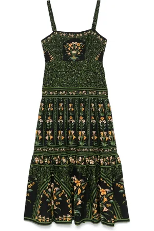 Farm Rio Vestido midi Flowers Arch