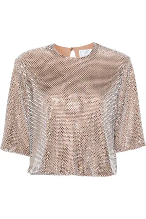 GIUSEPPE DI MORABITO Top de malla con detalles de cristal