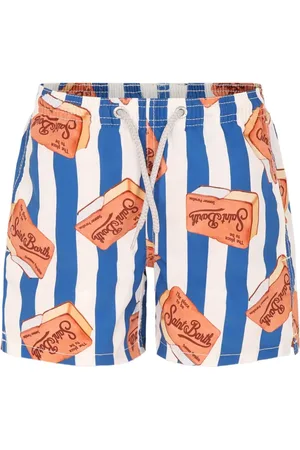 MC2 SAINT BARTH Shorts de playa con rayas estampadas