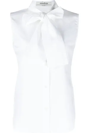 KIMHEKIM Blusa con moño en el cuello