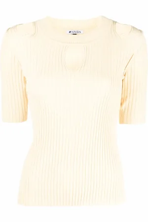 KRIZIA Camiseta de canalé con aberturas