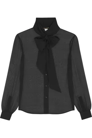Saint Laurent Blusa de seda con cordones