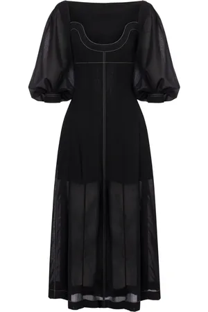 Serafini Vestido largo con mangas farol
