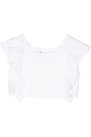 Fendi Blusa corta con volantes y bordado FF