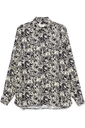 LANEUS Camisa con palmeras estampadas