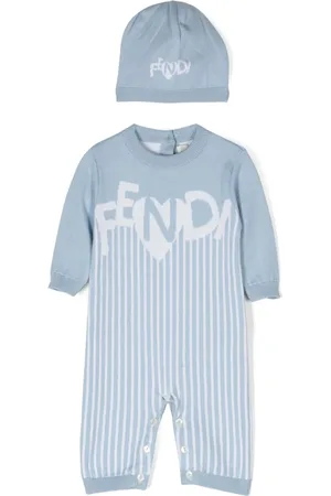 Fendi Set de mameluco con logo en intarsia