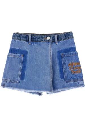PHILOSOPHY DI LORENZO SERAFINI Shorts de mezclilla con panel drapeado