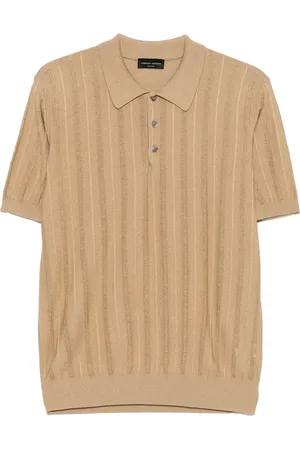 Roberto Collina Playera tipo polo de tejido calado