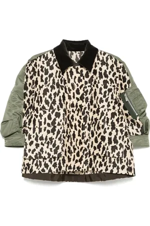 SACAI Chamarra bomber con estampado de leopardo