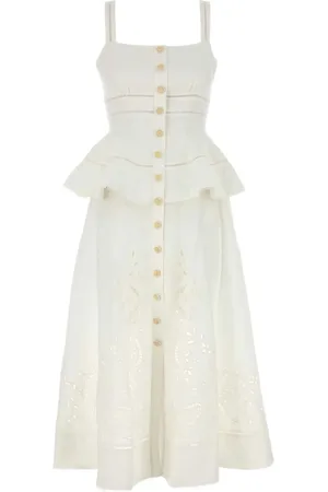 Self-Portrait Vestido midi con detalle peplum