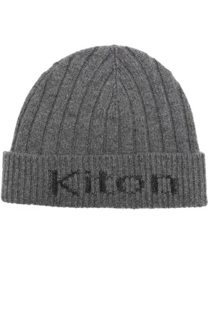 Kiton Gorro de cachemira tejido con logo en intarsia