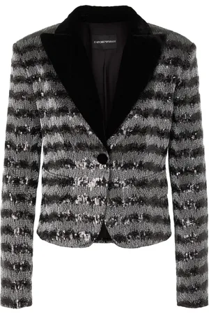 Emporio Armani Blazer corto con motivo de rayas y lentejuelas