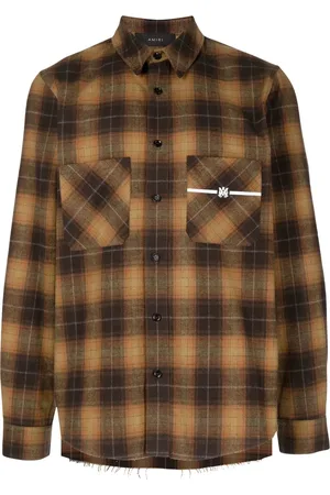 AMIRI Camisa con motivo de cuadros tartán y logo estampado