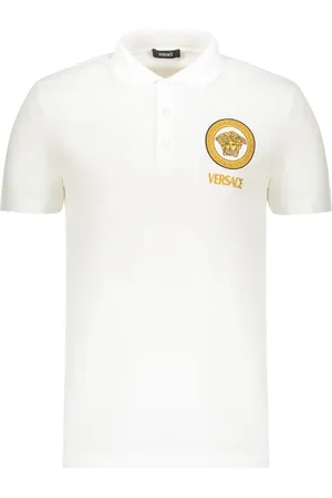 VERSACE Playera tipo polo con logo bordado